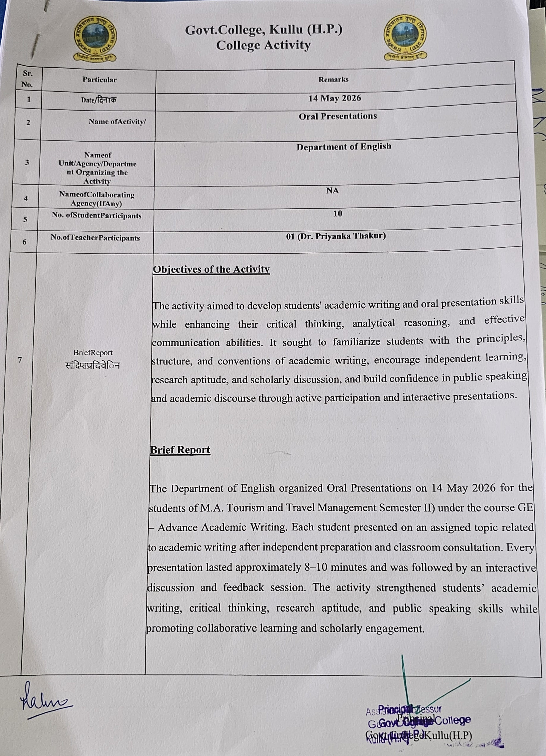 Oral Presentations by MA GE English 2nd Semester on Advance Academic Writing 